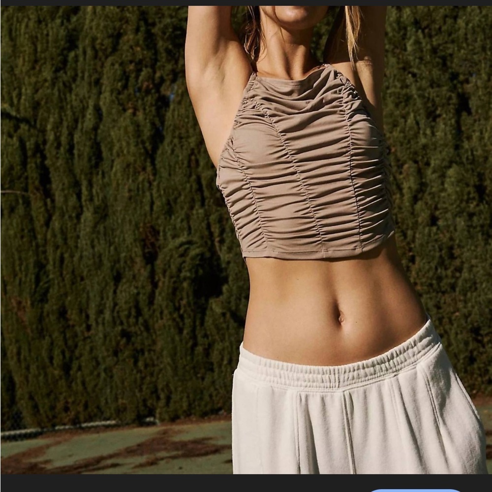 FP MOVEMENT Shirr Enough Cami / Mushroom - Picture 2 of 5